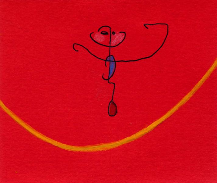 Funambolo. 2011. China, acrilico e acquarello. Cm. 6,7X7,5. Copyright  A. Cocchi ©2011