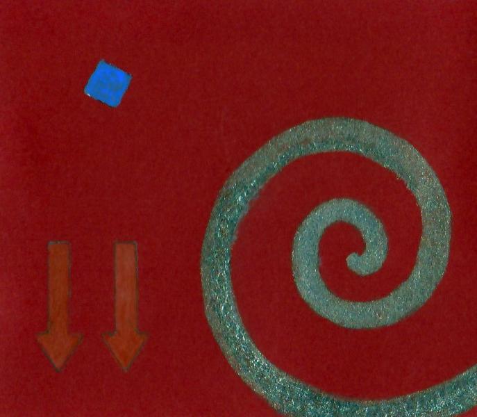 Il peso del pensiero. 2011. Acrilico, creta e acquarello. Cm. 7,5X6,7. Copyright A. Cocchi ©2011. 