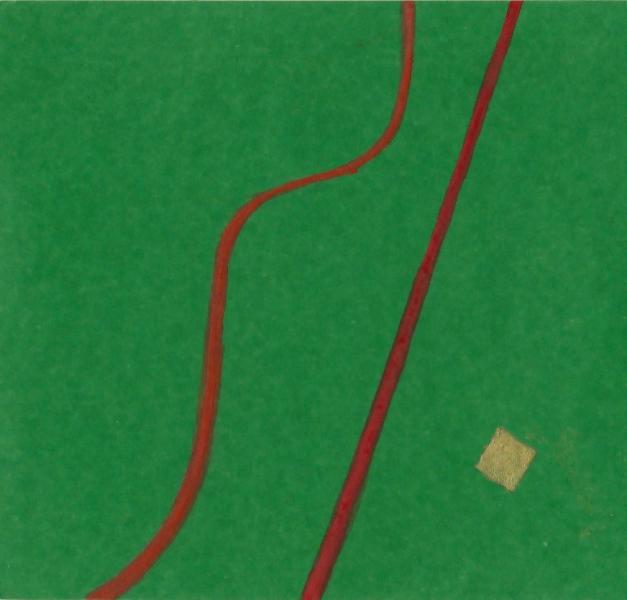 Le due strade. 2011. Acrilico, creta e acquarello. Cm. 7,5X6,7. Copyright A. Cocchi ©2011. 