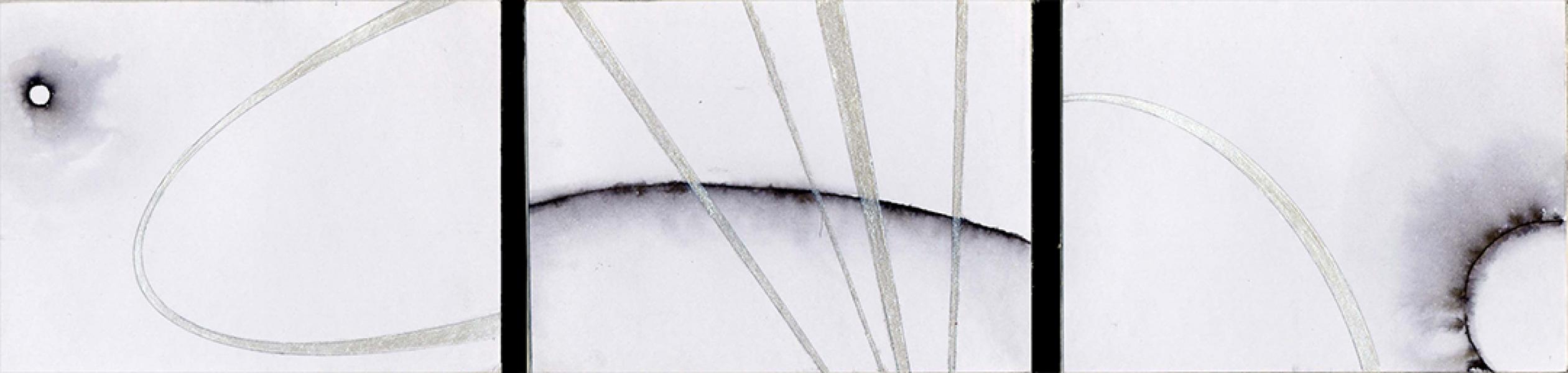 Oltre l'orbita. 2010.  Ink and acrylic on paper. Cm. 6,5X26,7