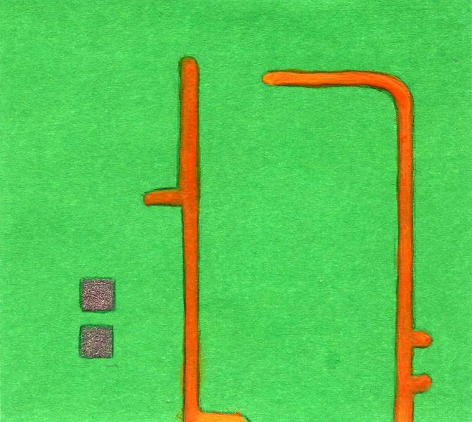 To the unknown. 2011.  Acrylic and clay colors. Cm. 6,5X7,2. Copyright  A. Cocchi ©2011