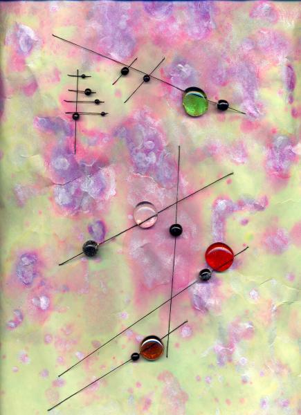 Giochi sospesi. 1998. Collage polimaterico su carta. cm. 49,7X50,5. Copyright  A. Cocchi ©1998
