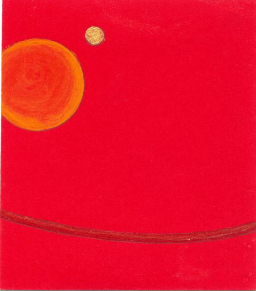 Pianeta. Giallo-rosso. 2007. Acrilico su carta.  cm. 17,5X11,5.  Copyright  A. Cocchi ©2007