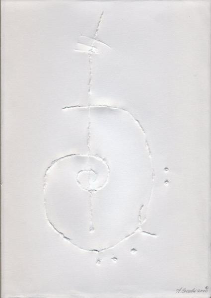 Viola-madre e spiriti nascenti. 2000. Rilievo su carta.  cm. 49X35,5. Copyright  A. Cocchi © 2000.
